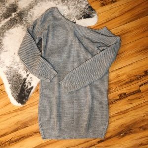Missguided Grey Off The Shoulder Knit Dress